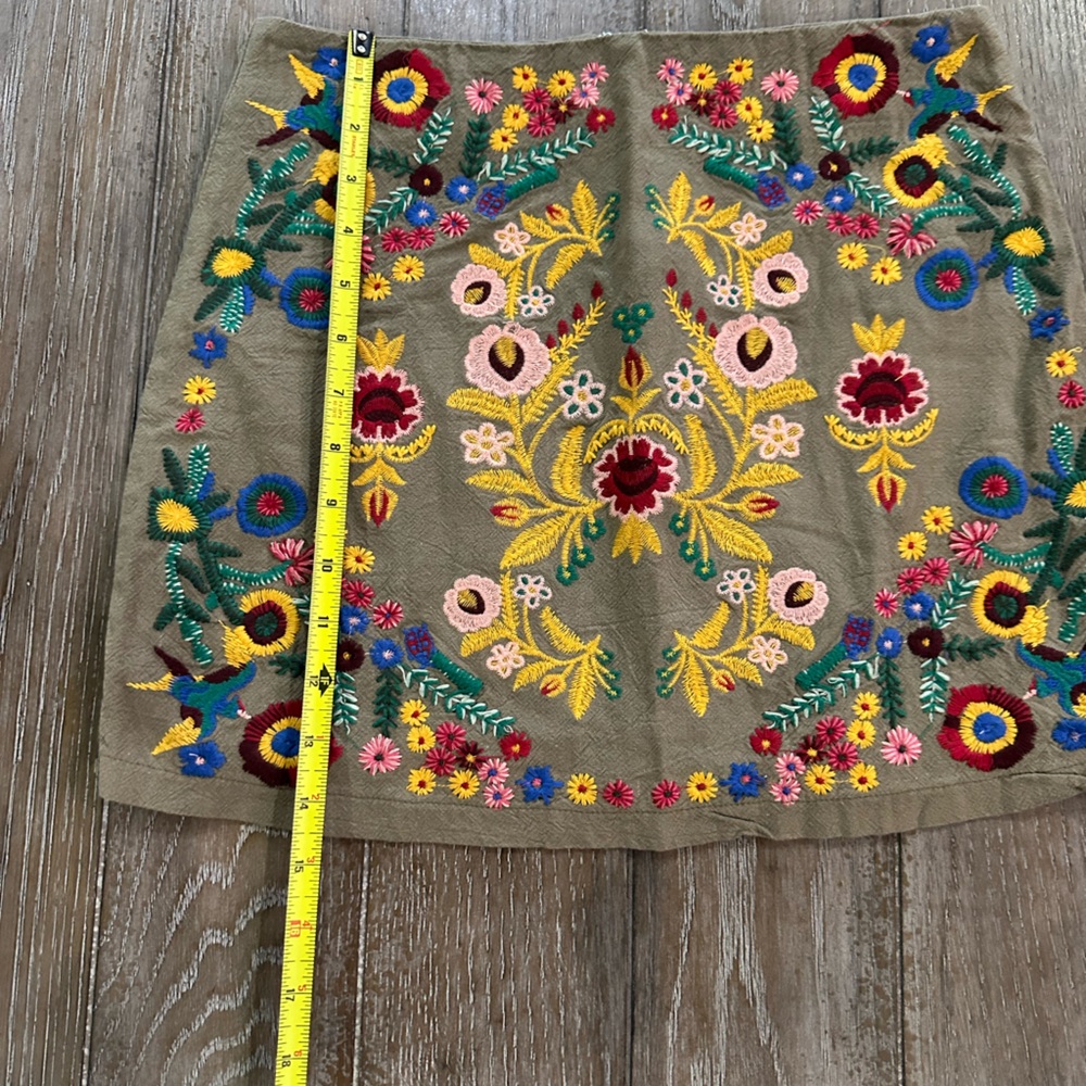 Umgee Yellow Red Embellished Mini Pencil Skirt - Picture 2 of 11